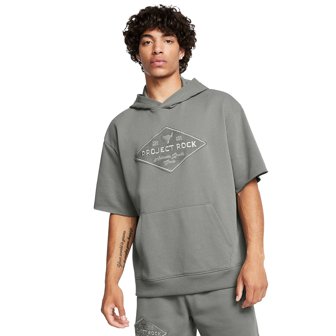 Under Armour Men Project Rock Heavyweight Short Sleeve Hoodie | 1386900-709