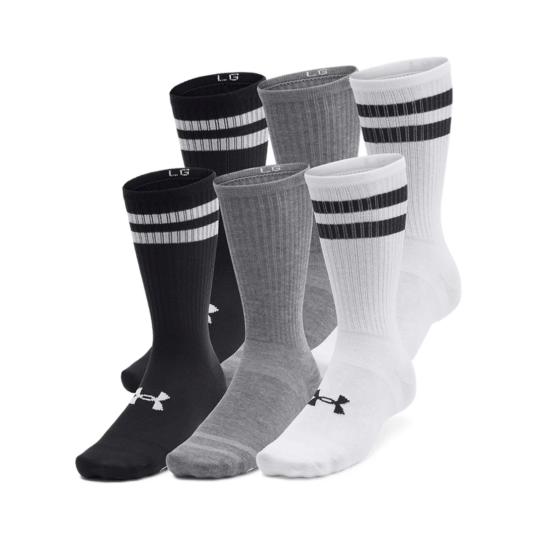 Under Armour Unisex Essential 6 Pair Crew Socks | 1387058-101 - Image 3