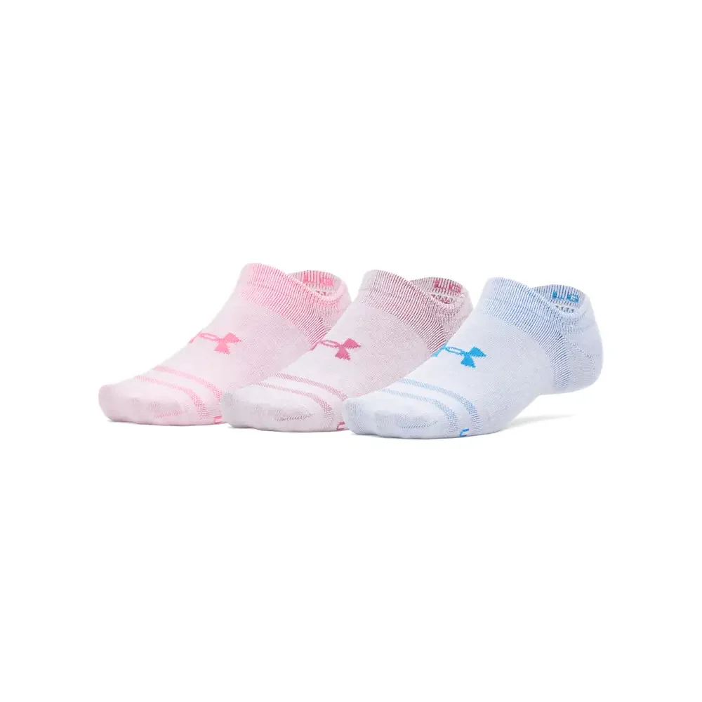 Under Armour Unisex Essential No Show 3 Pair Socks | 1382623-402 - Image 2